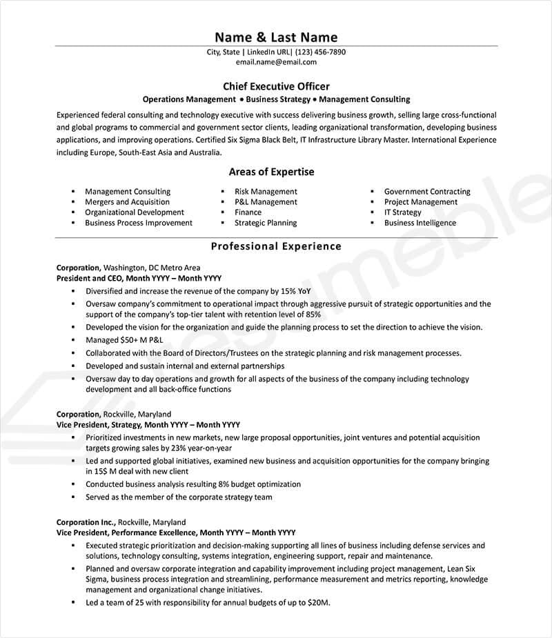 CEO resume example page 1