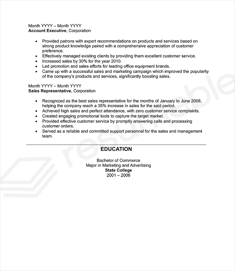 Sales resume example page 2