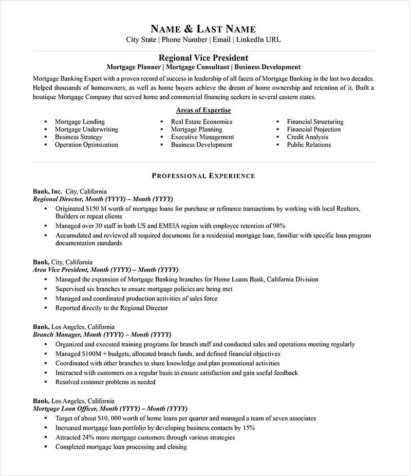 Sample Resumes for Banking