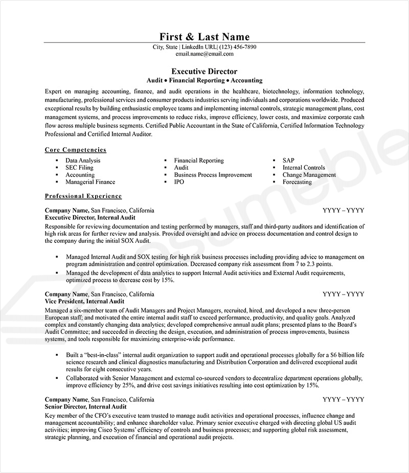 Sample Resumes for Accounting