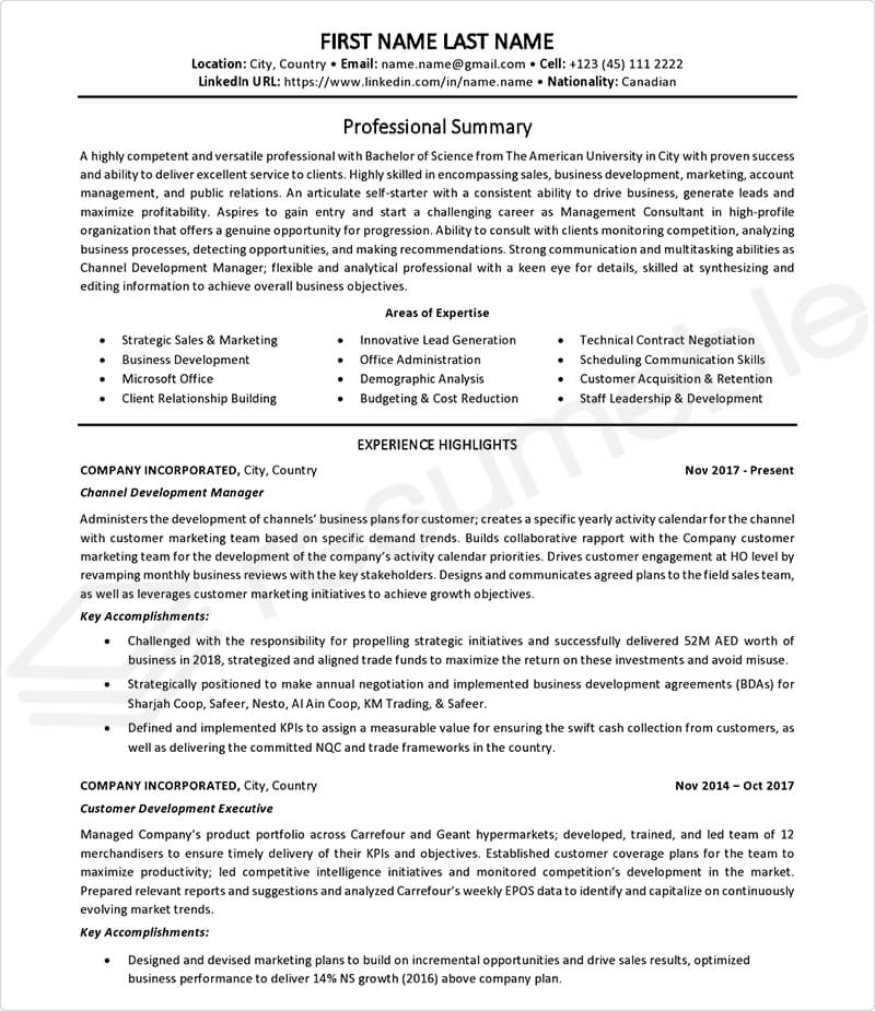 Sample Resumes for Management Consulting 