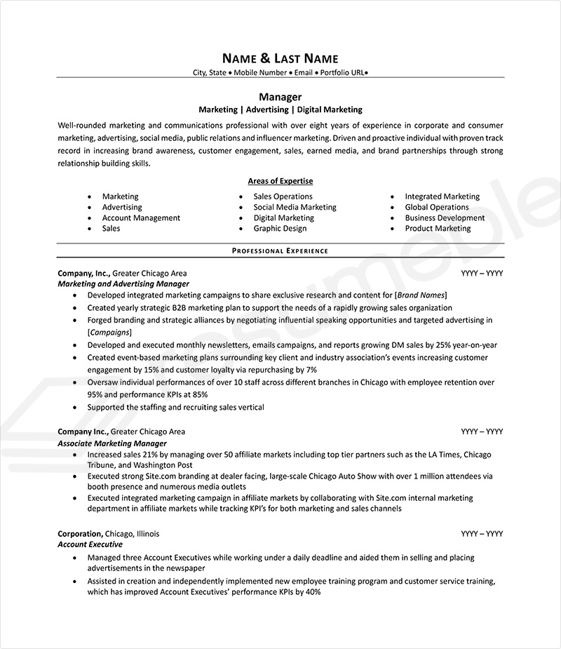 Sample Resumes for Advertising and Marketing
